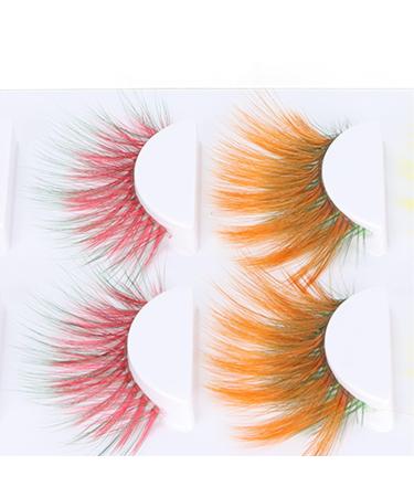 Colorful False Eyelashes - 5 Pairs 6D Long Curled Lashes for Halloween & Stage Makeup | Gradient Orange Red Blue Thick Synthetic Lashes - Buy Online on GoSupps.com