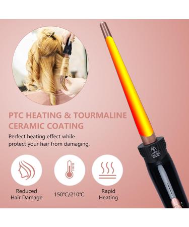 Curling Wand Set Wand Curling Iron Lychee 5 in 1 PRO Hair Curling Iron Tapered Hair Curler with Interchangeable Ceramic Barrels Instant Heating Adjustable Temperature Heat Protective Glove Hair Clip (Gold) - Buy Online on GoSupps.com
