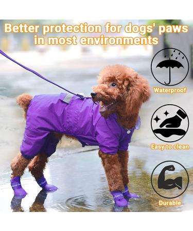 Purple Puppy Dog Rain Boots | Anti-Slip Waterproof Rubber Paws Cover (Size 1) - Buy Online on GoSupps.com