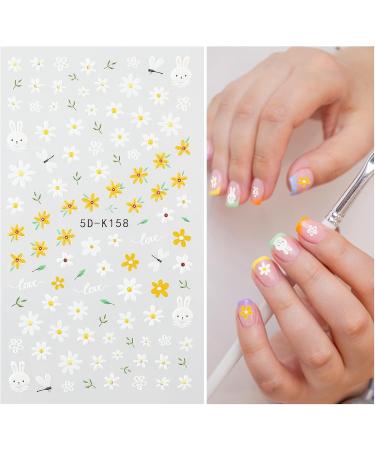 Lusofie Flower Nail Stickers 5D Embossed Nail Art Stickers Colorful Nail Flower Stickers Nail Decals Nail Stickers for Nail Art Self Adhesive Nail Supplies for Women Girls - Buy Online on GoSupps.com
