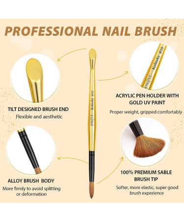 JOSLOVE Size 10 Kolinsky Acrylic Nail Brush - Handmade Round Shape for Acrylic Powder Application - 100% Pure Kolinsky Sable Hair - Gold Handle - DIY Home Salon - Buy Online on GoSupps.com