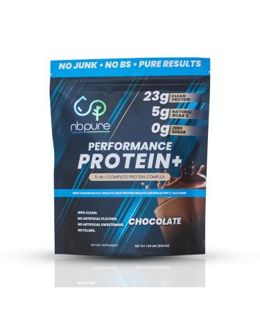 nbpure Performance Protein+: Natural Protein Blend- 23g Whey Isolate & Concentrate + Milk Protein Isolate Clean Healthy Protein Powder Nothing Artificial Chocolate