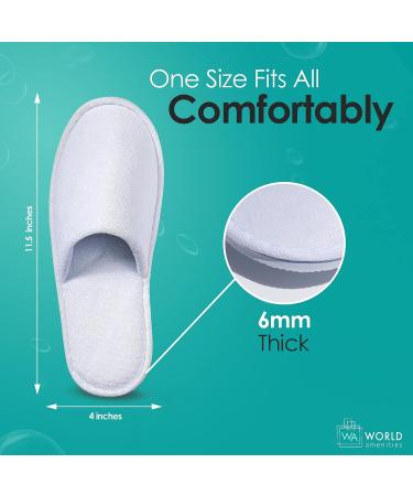 World Amenities Premium Spa Slippers Bulk - 10 Pairs, Unisex | Individually Wrapped Hotel & Travel Amenities | Ultra Soft Disposable Guest Slippers - White - Buy Online on GoSupps.com
