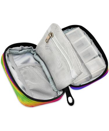 Weekly 7 Day Pill Case Bag - Travel Pill Organizer with 8 Small Pill Boxes | Colorful Tie Dye Design - Buy Online on GoSupps.com