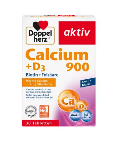 Double heart calcium 900 + D3 + biotin - calcium makes a contribution to normal bone maintenance and normal muscle function - 30 tablets