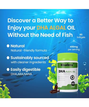 2 Bottles Algal Oil DHA 400 mg with ARA and SA 120 Softgels Algae Oil - DHA Omega 3 Supplement 1 Softgel per Serving for Brain Memory & Nervous System Support - Non-GMO - Buy Online on GoSupps.com