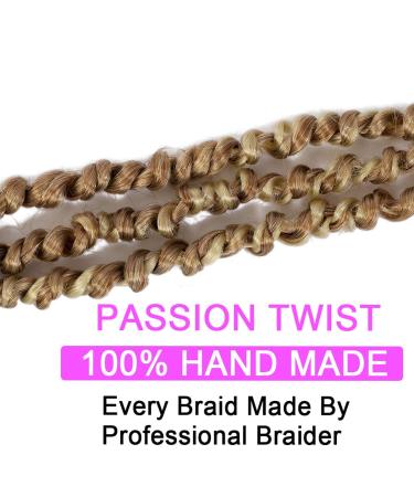 5 Packs 22 Inch Ombre Blonde Pretwisted Passion Twist Crochet Hair - T27/613 | Long Pre-Looped Bohemian Curly Braiding Extensions - 115g/15strands/pack - Buy Online on GoSupps.com
