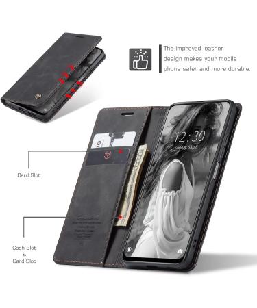 Premium Leather Flip Case for OPPO A16 - SLWYF Wallet Protection Silicone Bumper Magnetic Closure - Black - Buy Online on GoSupps.com