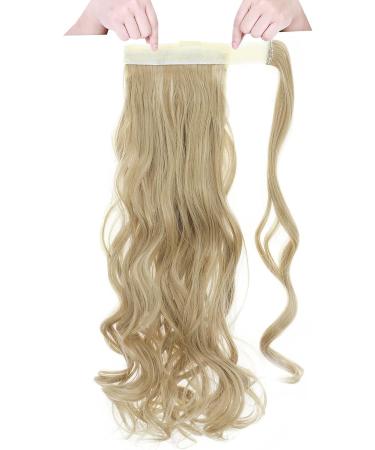 Ponytail Extension Wrap Around Long Straight Curly Clip in Ponytail Hair Extensions for Women Brown Black Blonde Hairpiece 17"-Curly Ash Blonde - Buy Online on GoSupps.com