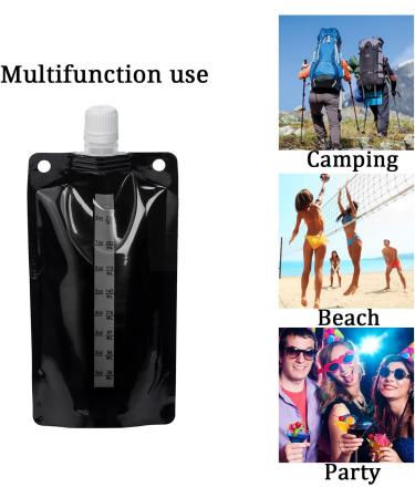8oz Hillside-Kit Plastic Flasks - Concealable & Reusable Drink Bags, Leak-Proof & BPA-Free for Travel & Outdoor Sports - Black - Buy Online on GoSupps.com
