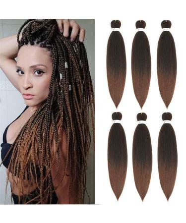 Pre-stretched Braiding Hair 26 inch 6 Packs Professional Kanekalon Synthetic Fiber EZ Braids Yaki Texture Braiding Hair Extensions(T30) 26 Inch (Pack of 6) T1b/30