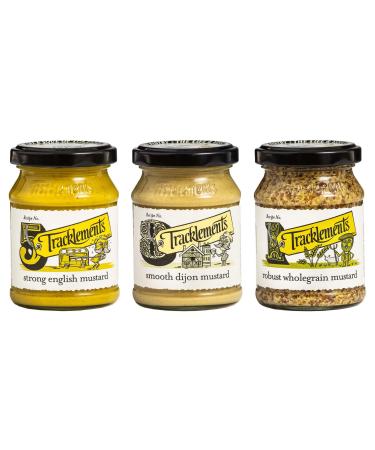 Mustard Bundle with Tracklements Strong English Mustard 140g Smooth Dijon Mustard 140g and Robust Wholegrain Mustard 140g (Pack of 3)