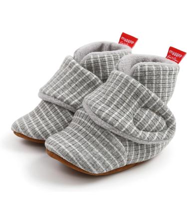 TMEOG Baby Booties Slippers | Infant Boots for Boys & Girls | Winter Sock Crib Shoes | 0-18 Months | M Light Grey - Buy Online on GoSupps.com