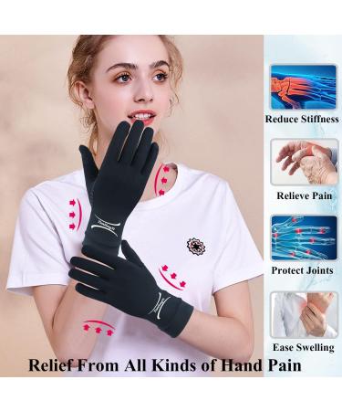 2 Pairs Copper Arthritis Gloves for Relief Pain for Women Men Full Finger Compression Gloves for Carpal Tunnel Osteoarthritis Joint Pain Computer Typing Driving Hand Support (Small) Small Black-full Finger - Buy Online on GoSupps.com