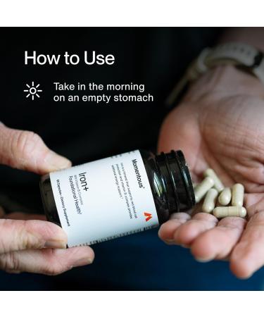 Momentous Iron+ with Vitamin C & Vitamin B Complex - Ferrochel Iron Capsules for Foundational Health Support - NSF Certified for Sport - Gluten-Free - 60 Servings - Buy Online on GoSupps.com