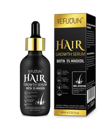 5% Minoxidil for Men and Women Hair Growth Oil Biotin Hair Growth Serum & 5% Minoxidil Treatment for Stronger Thicker Longer Hair Natural Hair Growth for Longer Fuller Healthier Hair -2.02 Fl.Oz