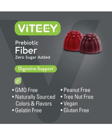 Viteey Fiber Prebiotic Gummies - Vegan Dietary Supplement for Digestive Health & Weight Support - Fruit Flavored Pectin Gummy for Adults, Teens & Kids - Buy Online on GoSupps.com