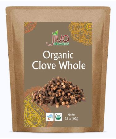 Jiva Organic Cloves Whole 3.5 Ounce Bag - Non-GMO, Non Irradiated - Dried Clove Buds - Great for Foods, Tea, Pomander Balls, and even Potpourri