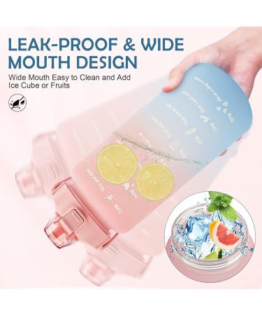 Ketiee 2L Drinking Bottle with Straw | BPA-Free Water Bottle with Time Marking | Leak-Proof Sports Bottle for Fitness Camping Yoga & Travel (Pink/Blue) - Buy Online on GoSupps.com