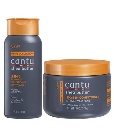 Cantu Men's 3-in-1 Shampoo Conditioner Bodywash 13.5oz with Leave in Conditioner 13oz