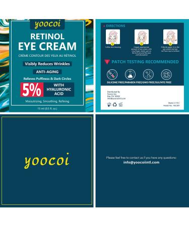 Retinol Eye Cream with Collagen & Hyaluronic Acid - Anti-Aging Treatment for Dark Circles, Puffiness, and Wrinkles - 0.5 Fl Oz - Buy Online on GoSupps.com