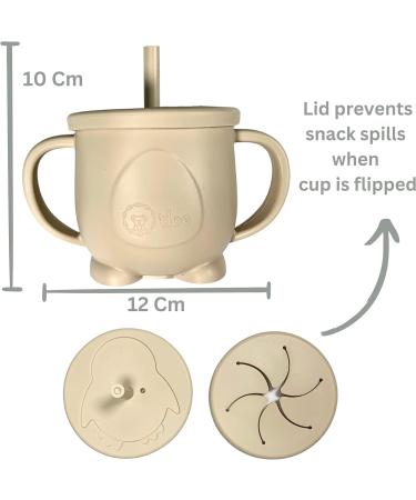 Baby Led Weaning Feeding Set | Suction Silicone Bowl & Utensils for Toddlers - Includes Spoons, Bibs, Food Plate - Beige - Buy Online on GoSupps.com