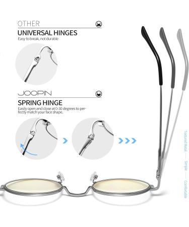 Joopin Blue Light Filter Glasses for Men - Round Metal Frame Gaming & Computer Glasses - Anti-Blue Light A22-Sliber - Buy Online on GoSupps.com
