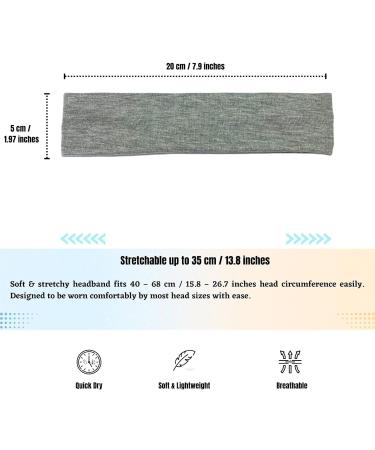 Westend Choice 5cm Wide Stretchy Headband - Grey | Unisex Hair Band for Gym, Yoga & Exercise - Buy Online on GoSupps.com