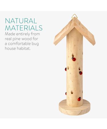 Navaris Wooden Ladybird Habitat - Hanging Ladybug House Shelter for Garden - Handcrafted Pinewood Insect Hotel for Bug Hibernation - Buy Online on GoSupps.com