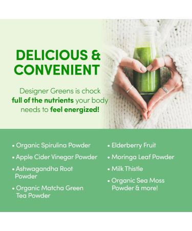 Designer Wellness, Designer Greens Superfood Powder with Prebiotics, Probiotics, Antioxidants, and Detox Support, 30 Servings Greens Superfood 7.16 Ounce (Pack of 1) - Buy Online on GoSupps.com