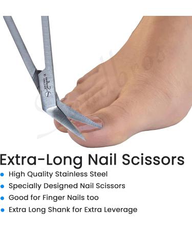 Long Handled Toenail Clippers for Thick Nails 7.5" Angled Tip Long Handled Nail Scissors for Toenails Heavy Duty Long Handled Toenail Scissors for Thick Nails Podiatry Tools for Elderly Back Pain - Buy Online on GoSupps.com