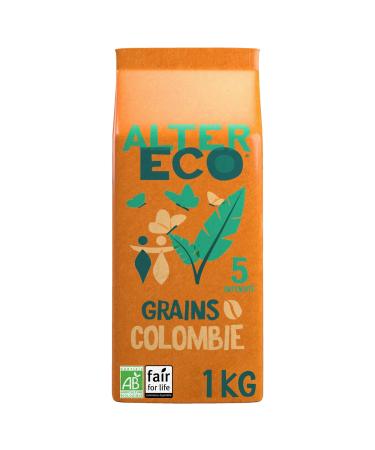 ALTER ECO - Coffee Beans - Organic Arabica Coffee from Colombia - Intensity 5 - Fair Trade - 1 kg