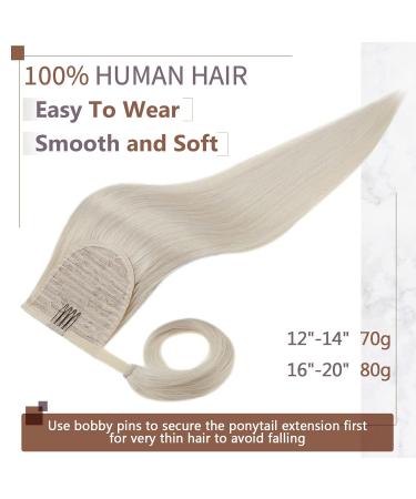 Runature 30cm White Blonde Clip-In Ponytail Extensions | Remy Real Hair Braid Extensions - 12 Inch #800 70g - Buy Online on GoSupps.com