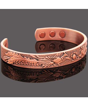 Pure Copper Magnetic Bracelet Men Women Copper Bangle Cuff Holistic Magnetic Band with 6 Strong Magnets Unisex Adjustable Good Luck Dragon Wristband-PDC (M: Wrist 16.5-19.5cm/6.5-7.6") - Buy Online on GoSupps.com
