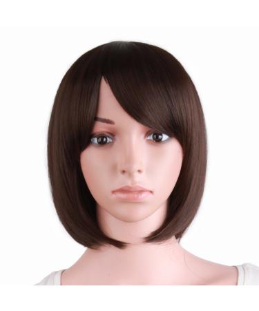 MapofBeauty 12"/30cm Short Straight Hair Female Role Play BOB Wig (Dark Brown) - Buy Online on GoSupps.com