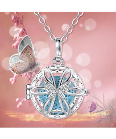 INFUSEU Charm Essential Oil Diffuser Necklace - Aromatherapy Jewelry for Women & Girls with Butterfly Pendant & 7 Lava Stones for Anxiety Relief - Buy Online on GoSupps.com