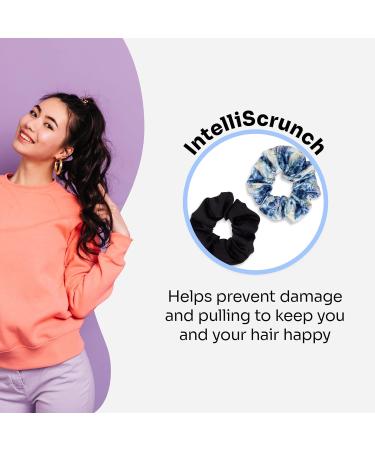 Wet Brush Coil Hair Scrunchies 2 Pack Blue Tie Dye & Black - Pain-Free Hair Accessories for Long Lasting Braids & Ponytails - Suitable for All Hair Types - Buy Online on GoSupps.com