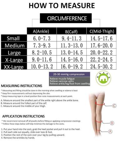 SH-Ruidu 23-32 mmHg Compression Stockings for Thighs - Firm Support No Foot Prevent Varicose Veins - Unisex Nude X-Large - Buy Online on GoSupps.com