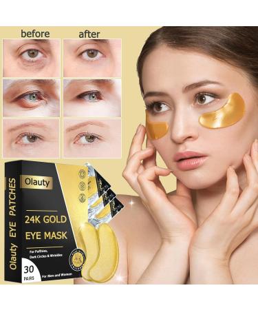 24K Gold Eye Mask - 30 Pairs for Puffy Eyes & Dark Circles Relief | Anti-Wrinkle Under Eye Gel Pads for Men & Women - International Shipping Available - Buy Online on GoSupps.com