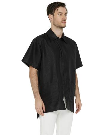 PERFEHAIR Barber Jacket for Men | Hair Stylist Grooming Smock Vest Shirt - Black - International Shipping Available - Buy Online on GoSupps.com