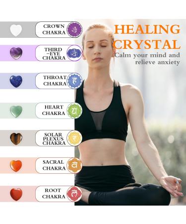 20 Piece Gemstone Heart Set | Crystals for Meditation Chakra Healing & Reiki - Amethyst Rose Quartz Moonstone | Gift Box & Velvet Bag Included - Buy Online on GoSupps.com