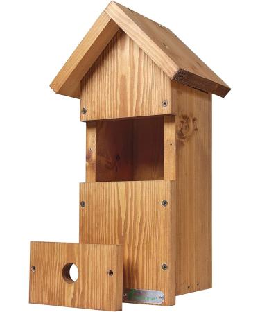 Green Feathers Large Wooden Deluxe Bird Box - Waterproof & Ventilated - 32mm Hole - Ideal for Variety of Birds - Easy Installation - Buy Online on GoSupps.com