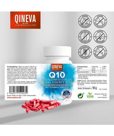 QINEVA Coenzyme Q10 Plus - Highly Absorbable Vegan Supplement for Metabolism - 30 Capsules | International Shipping Available - Buy Online on GoSupps.com
