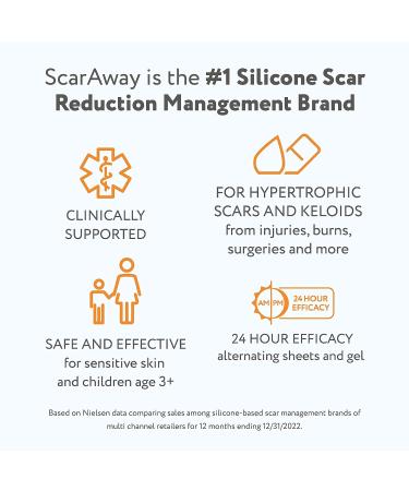 ScarAway Complete Scar Treatment Kit - 2 Tan Silicone Scar Sheets and Scar Gel, Water-Resistant and Self-Adhesive - Buy Online on GoSupps.com