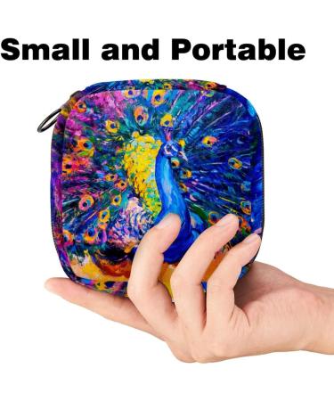 Colorful Peacock Storage Bags for Women's Bandages & Menstrual Products | Portable Tampon & Pad Holder - Aesthetic Multicolored Design for School & Office - Buy Online on GoSupps.com