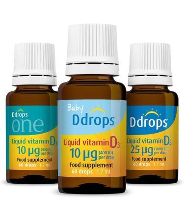 Baby Ddrops 10g 60 Drops | Daily Vitamin D3 Supplement for Infants & Children | Supports Teeth & Bone Health | Non-GMO & Allergy-Friendly - Buy Online on GoSupps.com