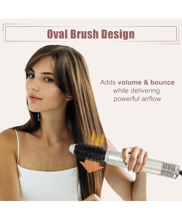 VOCOSTE 6 in 1 Hot Air Brush - Hair Dryer Volumizer & Curling Wand Set | Silver Tone - International Shipping Available - Buy Online on GoSupps.com
