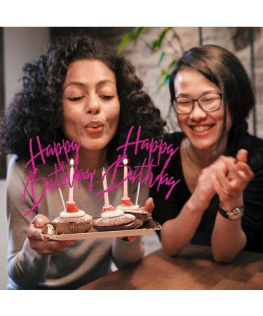 10Pcs Happy Birthday Cupcake Toppers rose red Glitter with Happy Birthday Letter Cake Topper Decoration for Birthday rose red Theme Party (Rose Red) - Buy Online on GoSupps.com