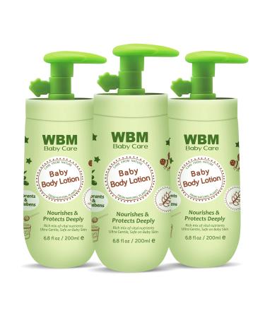 WBM Care Baby Lotion | Nourishes & Protects Deeply | Face & Body Lotion with Natural Honey and Wheatgerm Oil 6.8 oz (Pack of 3) 20.40 Fl Oz (Pack of 1) Modern