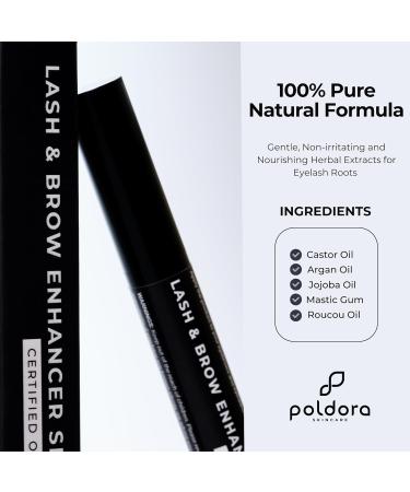 Certified Organic Lash Serum for Rapid Eyelash & Eyebrow Growth - Natural No Irritation Enriched with Castor Oil Argan & Jojoba - Buy Online on GoSupps.com